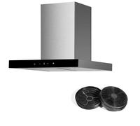 Campana Extractora Bloque 60CM Acero Inox Negro Cristal Con Filtro respekta