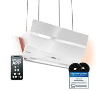 Campana Extractora, Campana Isla Inclinada 90cm acero inoxidable vidrio bianco [EEK: A+]