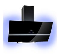 Klarstein Clara Campana Extractora 90 cm Angular, Campanas Extractoras, Extractor Cocina con Filtro Aluminio para Grasa, Apto Lavavajillas, Flujo de aire de 509m³/h, Luz LED RGB, Bajo Consumo Clase A