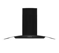 Campana extractora de 90 cm, color negro, montaje en pared, 756 m³/h, acero inoxidable lacado y vidrio templado, potente y duradero para cocinas modernas