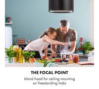 Campana extractora de isla Barett Ø35cm, recirculación 558 m³/h, LED, filtro de carbón activo