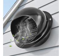 Campana Extractora Exterior Acero Inoxidable Cubierta Ventilación Redonda Negra Rejilla Escape Pared Con Red Filtrante Y Lamas Inclinadas Para Secadora Baño Almacén(150mm)