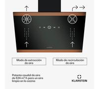 Campana extractora FlashLine 60 | A++ | 524 m³/h | 3 niveles | táctil | extracción/recirculación | 100 W Klarstein