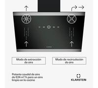 Campana extractora FlashLine | A++ | 524m³/h | 3 niveles | táctil | silenciosa | LED | extracción/recirculación | 100 W Klarstein