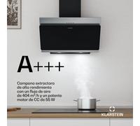 Campana extractora inclinada Alessia | Modo de extracción y recirculación | Acero inoxidable | 404 m³/h | 60 cm Klarstein