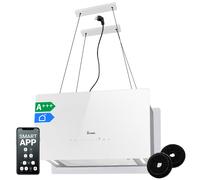 Campana extractora isla 60cm cristal blanco Recirculación Táctil LED App WiFi