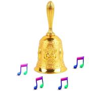 Campana Mano, Campana Mano Bronce, Campana Mano Metal, Campana Mano Escuela, Campana Llamada Servicio, para Servicio Hotel, Oración Meditación, Alimentación de Mascotas (Oro)