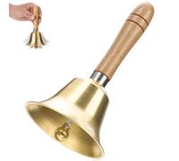 Campana Mano Súper Ruidosa con Mango Madera, Campanas Servicio Atención Mmetal Cclásicas, Cascabeles Papa Noel Ccampanilla Navidad Latón para Escuela, Recepción Cena, Hotel, Decoración Hoga (Oro)