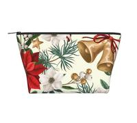 Campana navideña Floral con flor de Pascua navideña, Bolsa de artículos de tocador Bolsa de Maquillaje Bolsa de cosméticos Bolsa de artículos de tocador de Viaje portátil