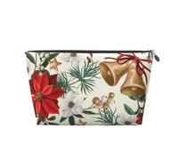 Campana navideña Floral con flor de Pascua navideña, Bolsa de artículos de tocador Bolsa de Maquillaje Bolsa de cosméticos Bolsa de artículos de tocador de Viaje portátil