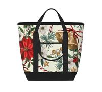 Campana navideña floral de Pascua,Bolsas de almuerzo de gran capacidad, bolsa de mano térmica para mujeres, hombres, trabajo, picnic, viajes.