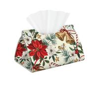 Campana navideña Floral de Pascua, Funda para Caja de pañuelos con Cierre, Reutilizable, Decorativa para baño, Sala de Estar, Dormitorio, Oficina y Coche.