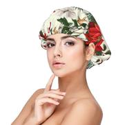 Campana navideña floral de Pascua,Gorro de dormir de satén para adultos - Gorro de dormir elástico para mujer, cubrecabello nocturno