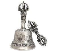 Campana oculta, campana de meditación budista tibetana, campanas tibetanas, boda latón con invocación manual plata(6in)