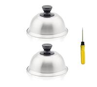 Campana para Hamburguesas, Campana para Hamburguesas Campanas para Hamburguesas de Acero Inoxidable, Juego de 2 Cúpula para Derretir Queso con Mango Resistente a Escaldaderas para Barbacoa, Bistec,