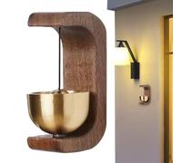 Campana para tiendas - Campana de viento de madera natural para puertas - Timbre de puerta de latón con imán y fijación adhesiva para alarma de seguridad, adecuado para el hogar, puerta corredera