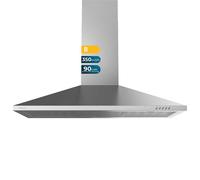 Campana piramidal bolero flux pm 903500 inox b de 90cm de ancho, acaba