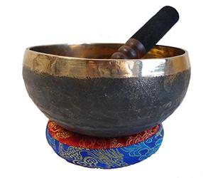 Campana Tibetana Ishana negra y dorado, herramienta olística para masaje, despertar los chacras, dios de meditación de cobre y estaño - Varias medidas (8-9 kg)