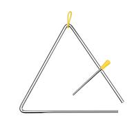 Campana triangular con mazo de metal, idiófono, percusión, ritmo, aprendizaje, educación temprana, instrumento musical, golpeador de mano para niños pequeños