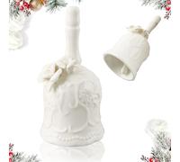 Campana, XIMEY Campanilla Porcelana, Campanas Musicales, Campana de Mano, Campana con Estampado de Rosas, Adecuada para Restaurantes y Bares, Decoracion (Dos Flores Blancas)