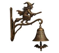 Campanas bruja | Horbell Halloween Witch's Broom | Campanas brujas hierro fundido vintage para puerta para protección | Campana percha con bruja en escoba para la puerta principal, el porche, el hogar