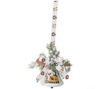 Campanas colgantes de Navidad con lazo, piña y adorno de aguja de pino, material de hierro para decoración fiable y navideña en árboles y puertas (B)