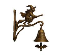 Campanas de bruja de montaje en pared, accesorios de bruja vintage, timbre de bruja vintage con pared hecha a mano con campanas de metal y gancho antiguo para decoración mística del hogar timbres