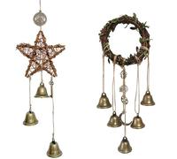 Campanas de brujería hechas a mano, con campanas de bruja y un diseño de pentagrama para decoración Wiccan y protección de puertas, juego de 2