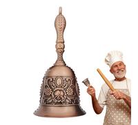 Campanas de cena para el interior - Campana de noche de metal retro en relieve, campana de llamada de mano de latón macizo súper fuerte, campana estética de lujo para escuela, iglesia, bodas, hoteles