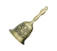 Campanas de cena para el interior - Campana de noche de metal retro en relieve, campana de llamada de mano de latón macizo súper fuerte, campana estética de lujo para escuela, iglesia, bodas, hoteles