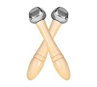 Campanas de mano para niños, timbre de juguete de madera,Campanas portátiles portátiles de 2 piezas - Juguete de sonajero de mano de acero inoxidable con campana portátil para desarrollar