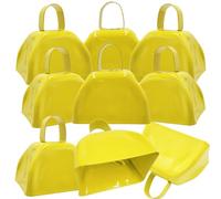 Campanas de metal para animar, Año Nuevo, aula escolar, campanas de boda y campanas de percusión, instrumentos musicales de percusión, alarma de llamada, 3 pulgadas (amarillo, paquete de 6)