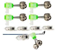 Campanas De Pesca para Cañas,Indicador De Pesca Nocturna En El Mar con Campanas Gemelas - Accesorios De Alerta Sonora para Peces con Clip De Luz Led para Uso En Niebla Oscuridad Y Condiciones