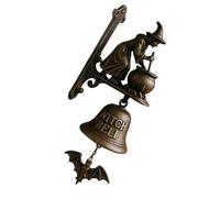 Campanas de puerta de entrada con temática de bruja, hechas a mano, para colgar en la pared con campanas de metal y gancho antiguo para decoración mística del hogar, accesorio de puerta de Halloween