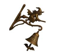 Campanas de puerta de entrada con temática de brujería, arte de resina hecho a mano, gancho para colgar para decoración misteriosa aire, timbres de bruja negros mate