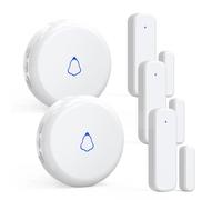 Campanas de puerta sin cables, timbre de puerta AMHEY con rango de funcionamiento de 700 pies, 58 campanillas, 5 niveles de volumen, alarma abierta para negocios, oficina, hogar, tienda, 2 sensores y 1 receptor