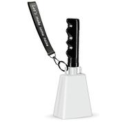 Campanas de vaca con asa y correa de muñeca, campanas de vaca de acero de 8 pulgadas para eventos deportivos, juegos de fútbol, fiestas, conciertos y más (blanco)