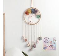 Campanas de viento de 7 chakras, piedra cruda, atrapasue os del rbol de la vida, adorno colgante de cristal natural para decoraci n del hogar y