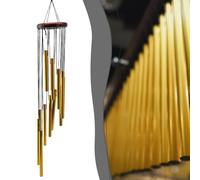 Campanas de viento de aluminio de 12 tubos con parte superior de madera de pino, diseño en espiral en forma de S para jardín, patio, patio y decoración de interiores, melodía en oro o plata (plata)