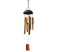 Campanas de Viento de bambú artesanales para Exteriores, con Tonos Profundos y diseño Elegante, Ideal para jardín, Patio o terraza (5 Piezas), Color del bambú