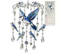 Campanas de viento de colibrí - Cristales brillantes de profundo - Carillón de viento de jardín suspendido, para exteriores, patio, balcón, porche, cumpleaños, conmemorativo, mujeres, abuela, día