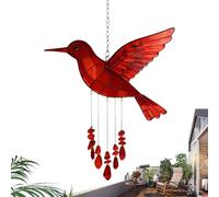 Campanas de viento de colibrí para exteriores, colgante decorativo de acrílico 2D rojo, campanillas de viento al aire libre, para patio, jardín, porche, patio, mamá, mujeres, papá, padre, abuela