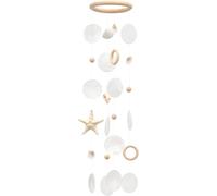 Campanas de viento de conchas marinas hechas a mano con conchas de capiz con estrella de mar (blanco)