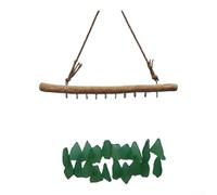 Campanas de viento de cristal de mar hechas a mano doble capa colgante decoración para jardín patio al aire libre - decoración minimalista costera del hogar, 23 x 30 cm (verde)