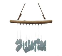 Campanas de viento de cristal de mar hechas a mano doble capa colgante decoración para jardín patio al aire libre - decoración minimalista costera del hogar, 23 x 30 cm (blanco)