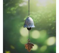 Campanas de viento de hierro fundido retro estilo templo japonés, campanas de la suerte, campana de bronce antiguo y diseño de hoja de arce, decoración de patio zen, adecuado para uso en interiores