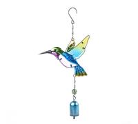 Campanas de viento de metal con diseño de colibrí para colgar en el jardín y la veranda del hogar, añade sonidos relajantes y atractivo artístico al aire libre (azul)