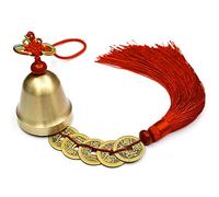 Campanas de Viento Feng Shui Retro Colgantes Campanas de Buena Suerte al Aire Libre con 5 emperadores Dinero y Nudos auspiciosos decoración Interior Oriental Adornos artesanales para jardín hogar