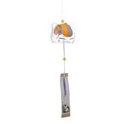 Campanas de viento japonesas, campanas de viento de gato, colgante de cristal hecho a mano, estilo japonés, para césped, jardines, patios (sonrisa)