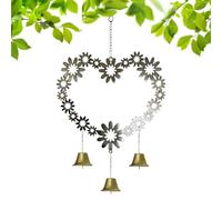 Campanas de viento para exteriores, románticas giradoras de metal huecas con diseño floral, molinillos de viento de corazón para exteriores, para memoria, madre, papá, interior, San Valentín, boda